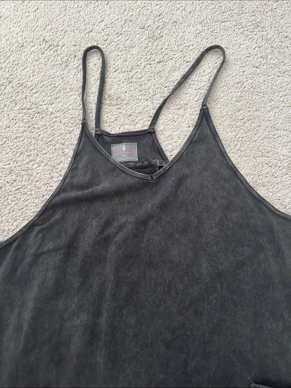 Free People Washed Black Spaghetti Strap Jumpsuit